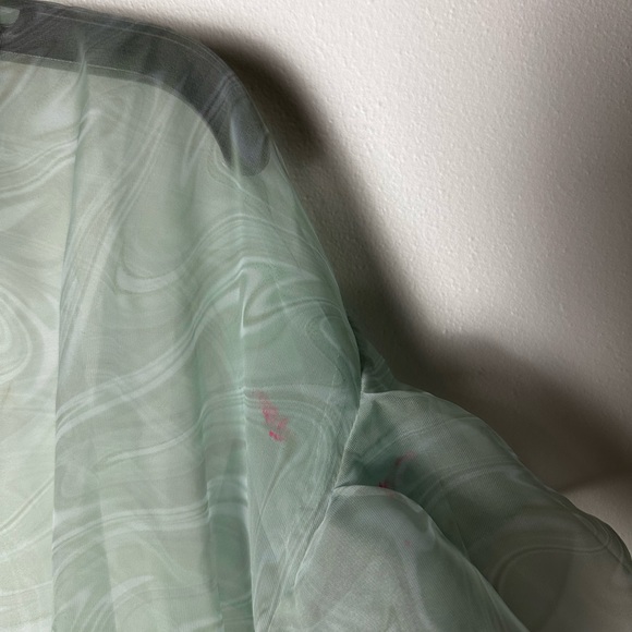 KkCo Nine Twenty-Seven Asymmetrical Ruffle Sheer Organza Dress Warped Moss - Picture 9 of 12